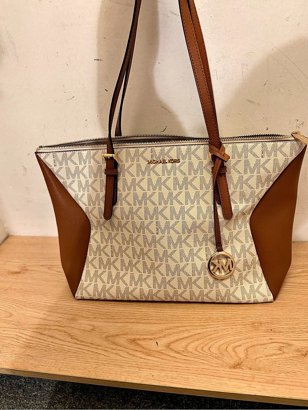 Michael Kors Coraline Large Tote Brown & Beige NWT